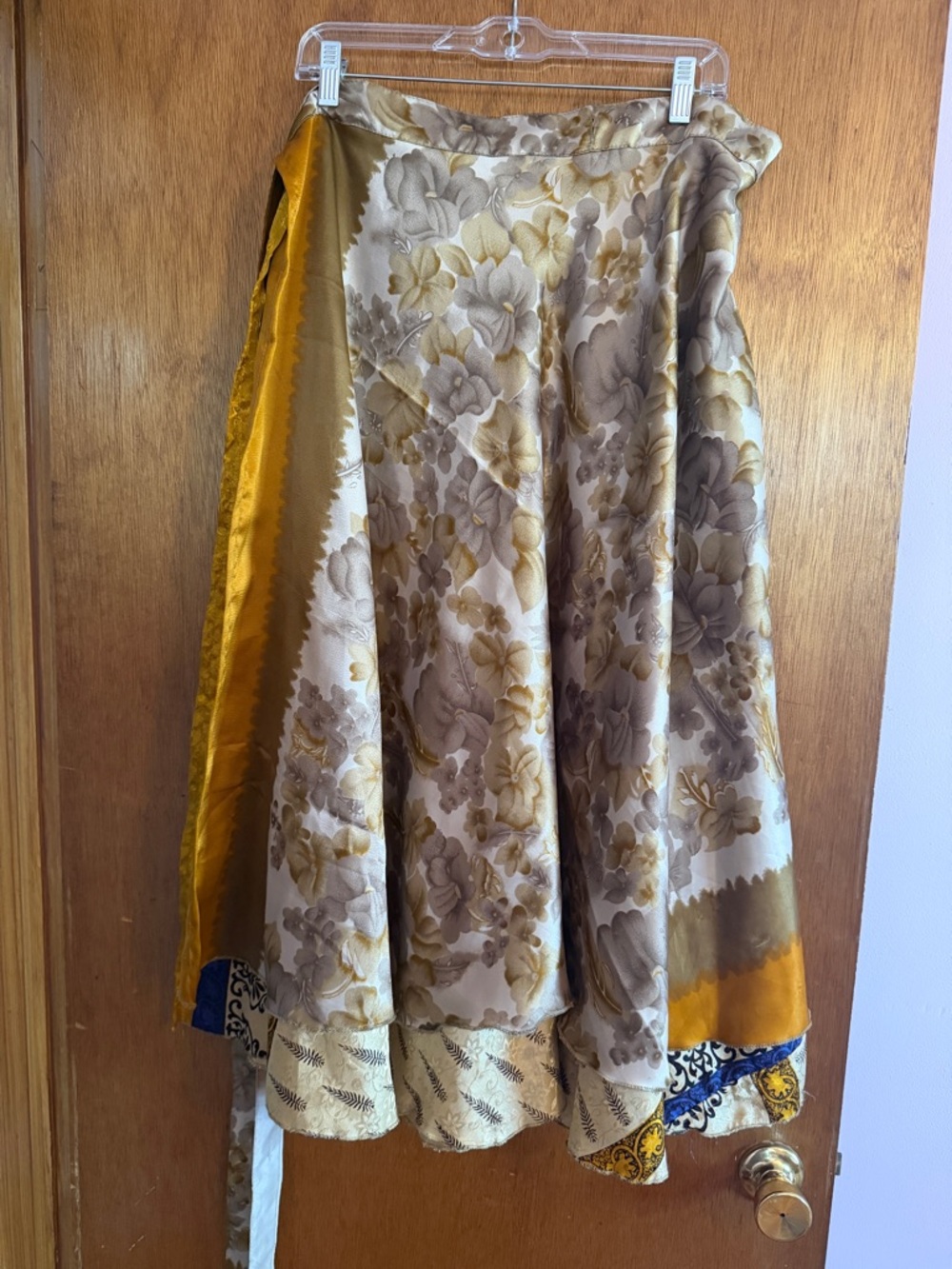 Darn Good Yarn Silver and Gold Sari Skirt Regular Ankle